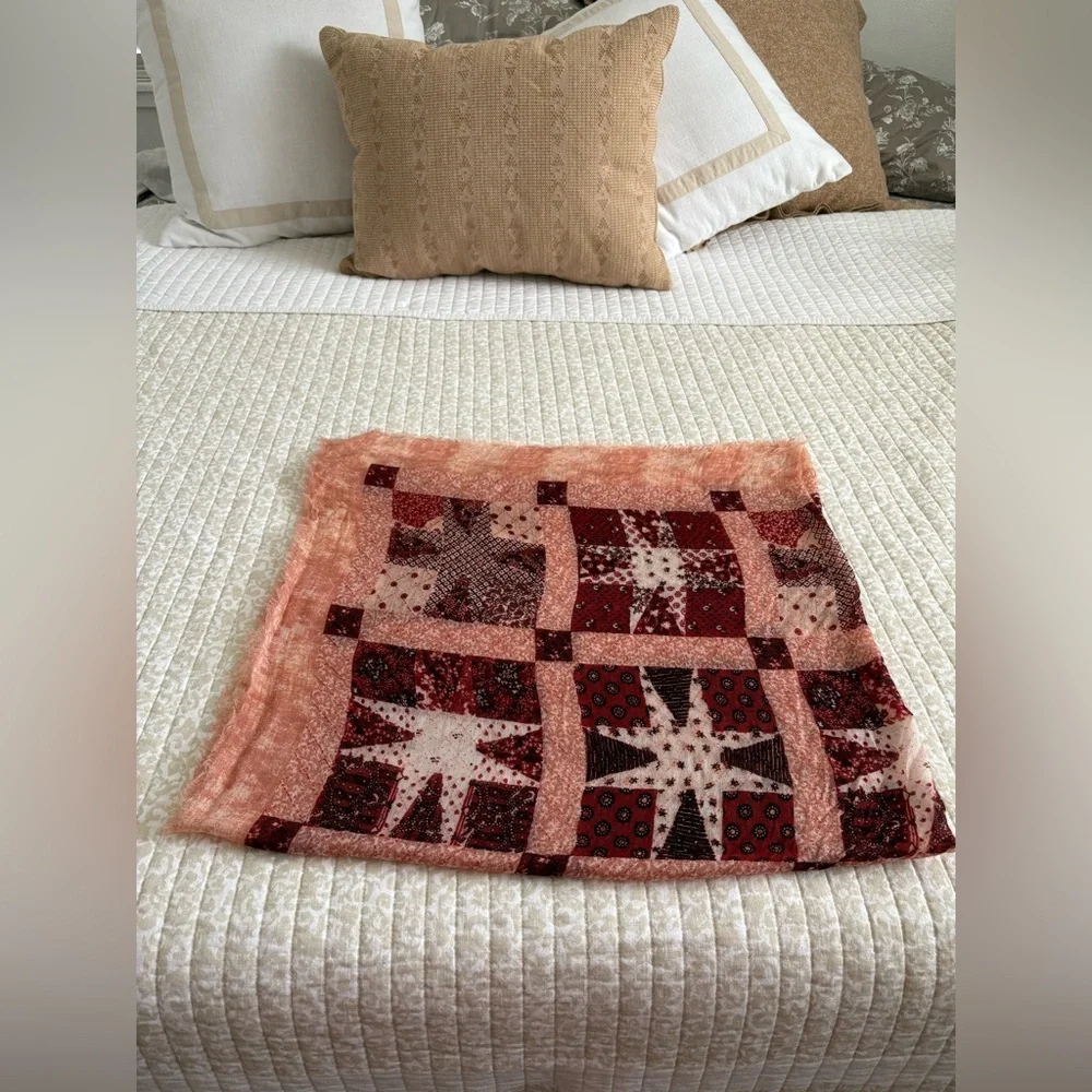 Oversized 100% Wool | Western Paisley Patchwork Floral Fringe Square Scarf Wrap